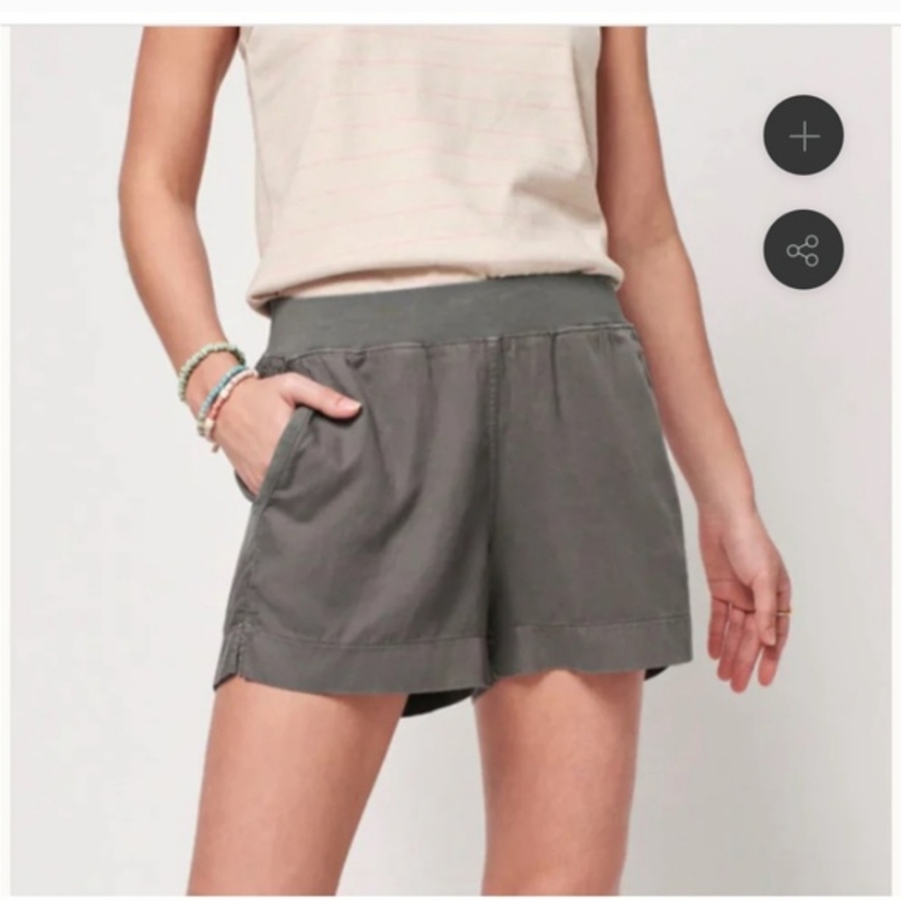 Faherty Women Arlie Day Shorts Gray Elastic Waist Gaucho‎ Linen Blend XS beachy